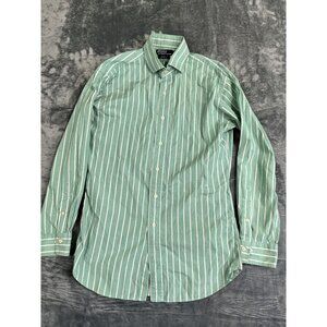 Polo By Ralph Lauren Regent Classic Fit Green & White Stripe Long Sleeve  L 16.5